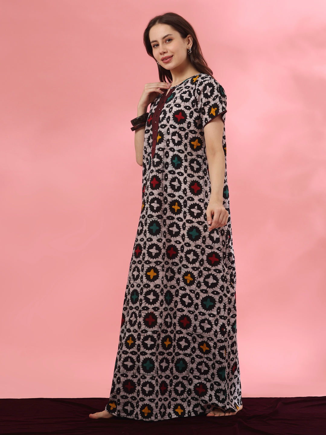 Pure Cotton Batik Star Print Nighty for Women