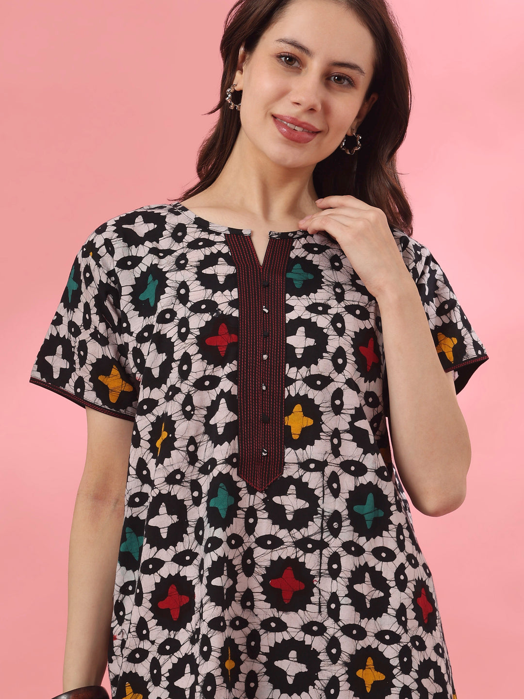 Pure Cotton Batik Star Print Nighty for Women