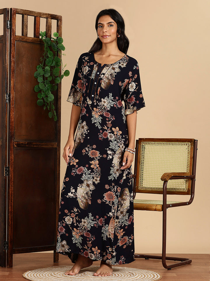 Classy Rayon Garden Floral Nighty For Women