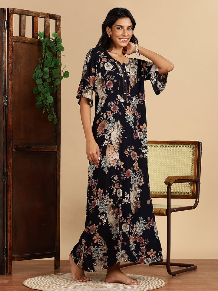 Classy Rayon Garden Floral Nighty For Women