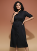 Plus Size Dresses – Polyester Collared Neck Charcoal Black