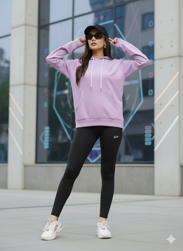 Hosiery Cotton Hoodie Lavendar