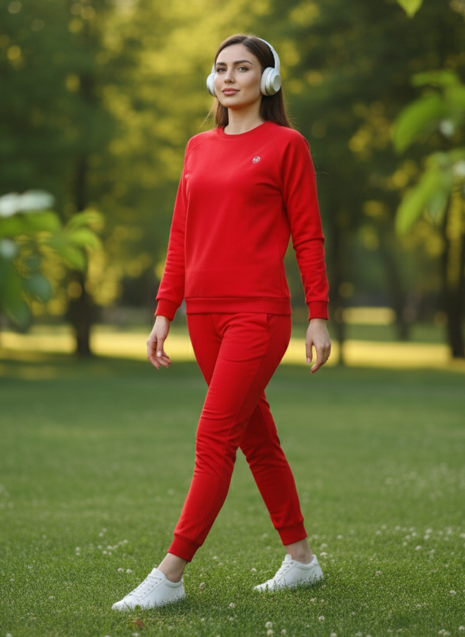Red Hosiery Cotton Winter Track Suit Soft and Warm