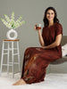 Golden Brown Alpine Designer Nighty with Floral Digital Print