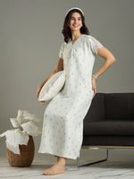 Green Bamboo Feel Cotton Lace Nighty for Women Elegant and Breezy