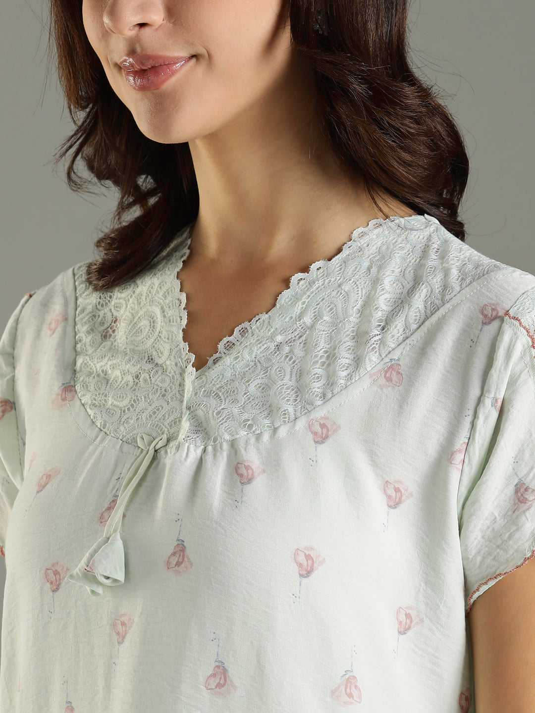 Comfortable Green Bamboo Cotton Women's Nighty Dress