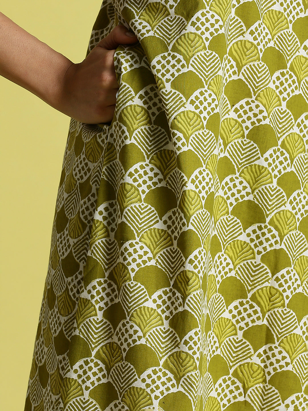 Mehandi Green Pure Cotton Night Dress For Women