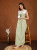 Polka Dot Green Cotton Nighty for Women with Embroidered Lace Yoke