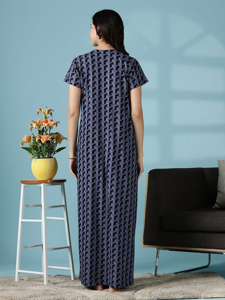 Grey Hosiery Cotton Designer Branded Nighty for Women