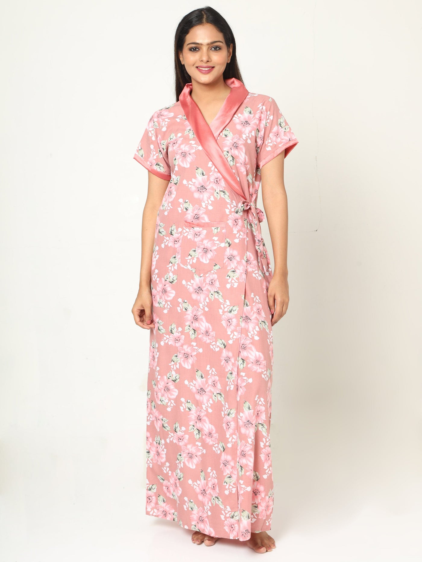 Viscose Blend House Coat Sand Pink