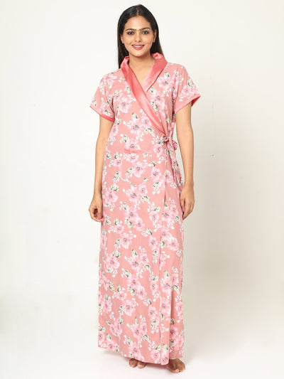Viscose Blend House Coat Sand Pink