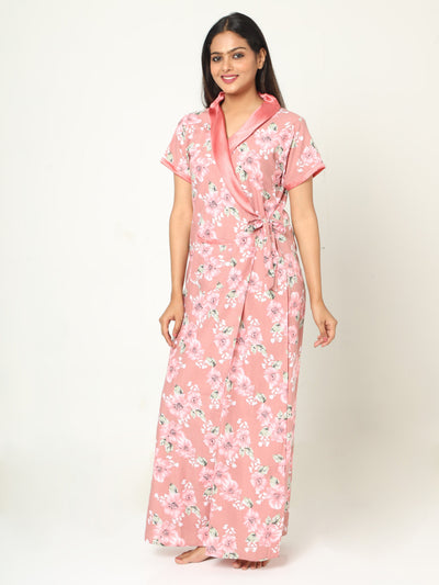 Viscose Blend House Coat Sand Pink