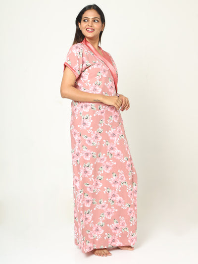 Viscose Blend House Coat Sand Pink