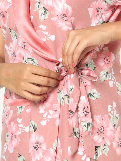 Viscose Blend House Coat Sand Pink