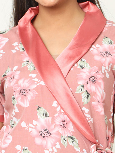 Viscose Blend House Coat Sand Pink