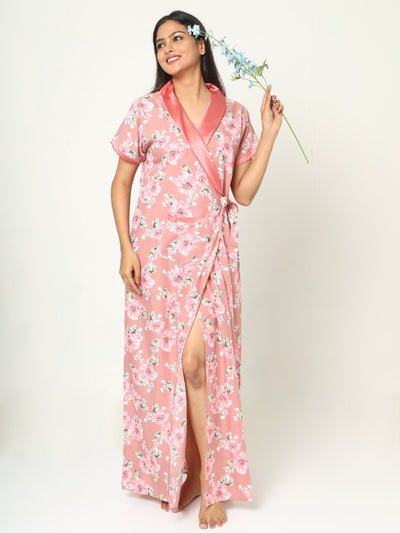 Viscose Blend House Coat Sand Pink