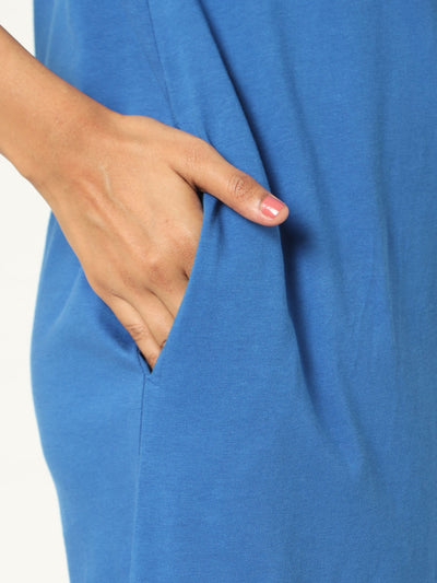 Hosiery Cotton Short Nighty Cobalt Blue