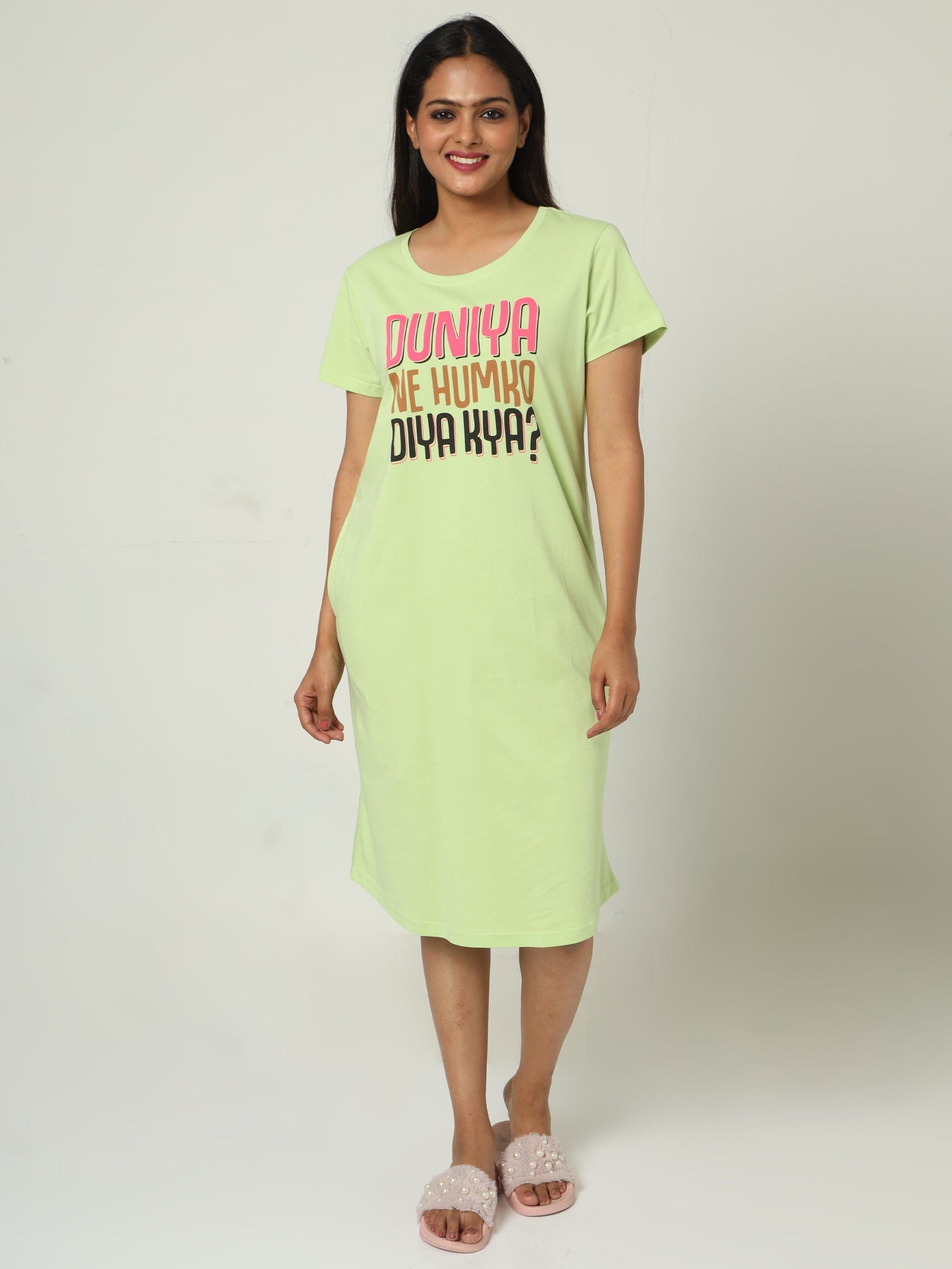 Hosiery Cotton Short Nighty Mint Green
