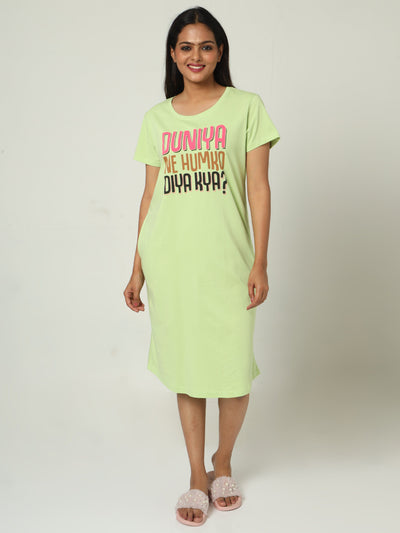 Hosiery Cotton Short Nighty Mint Green