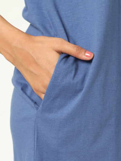 Hosiery Cotton Short Nighty Denim Blue