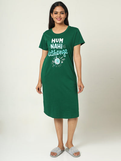 Hosiery Cotton Short Nighty Green