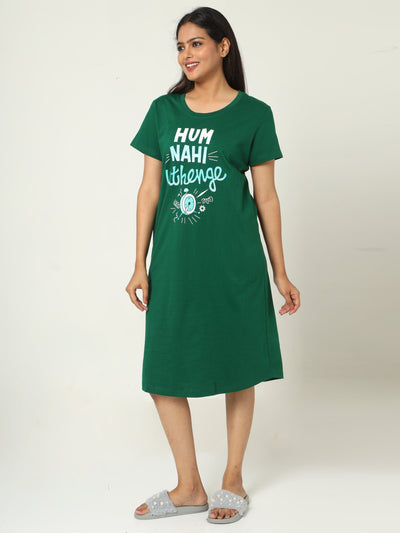 Hosiery Cotton Short Nighty Green