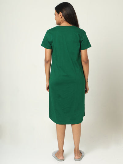 Hosiery Cotton Short Nighty Green