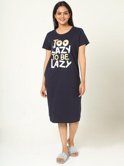 Hosiery Cotton Short Nighty Midnight Blue