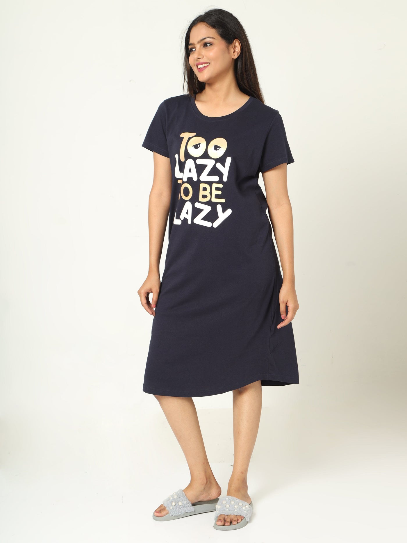 Hosiery Cotton Short Nighty Midnight Blue
