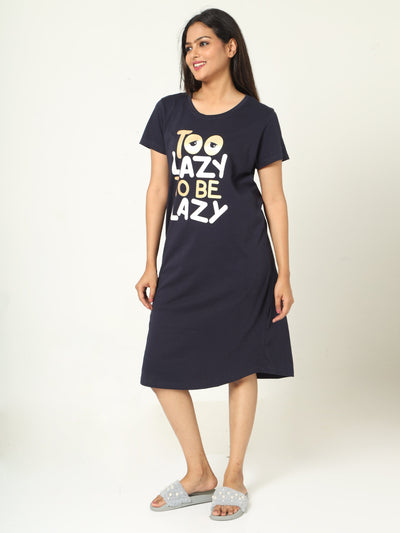 Hosiery Cotton Short Nighty Midnight Blue