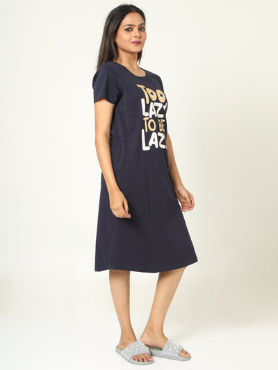 Hosiery Cotton Short Nighty Midnight Blue