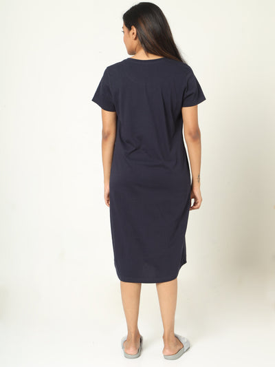 Hosiery Cotton Short Nighty Midnight Blue