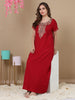 Maroon Alpine Nighty - A-Line Maxi with Exquisite Embroidery Details