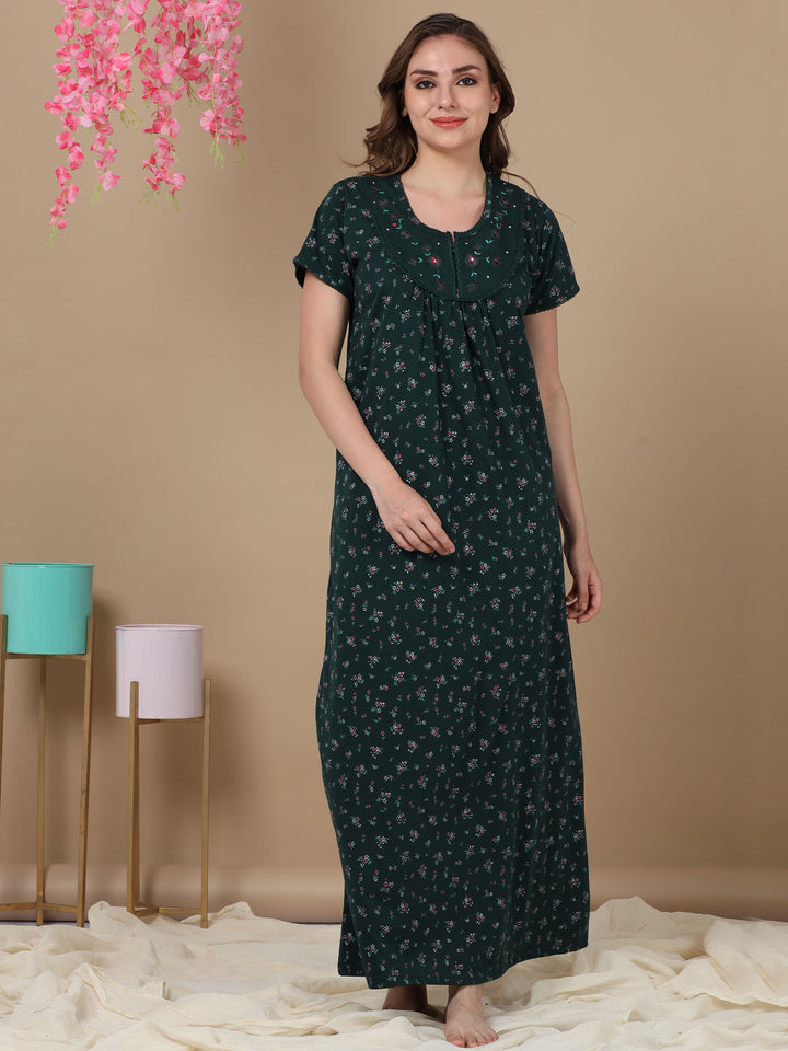  Cotton Blend Nighty  Discover Serenity:Trending Designer Nighty in Dove Green - 9shines label 