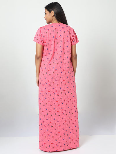 Cotton Blend Designer Nighty | Ultra Pink
