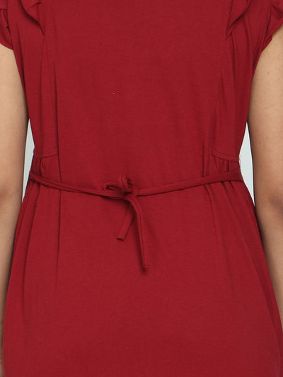Cotton Blend Designer Nighty Deep Red