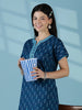 Ikat Print A Line Relaxed Fit Pure Cotton Nighty Dress