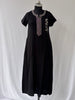 Charm Black Alpine Designer Nighty for Women with Pintuck Embroidery
