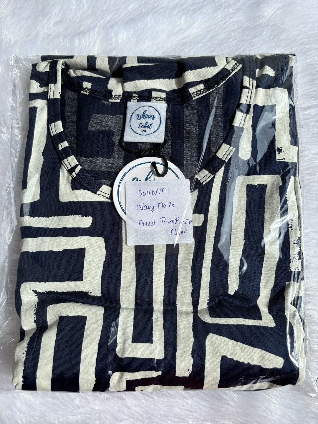 Navy Maze Cotton Blend Maternity Nightdress with Feeding Zip