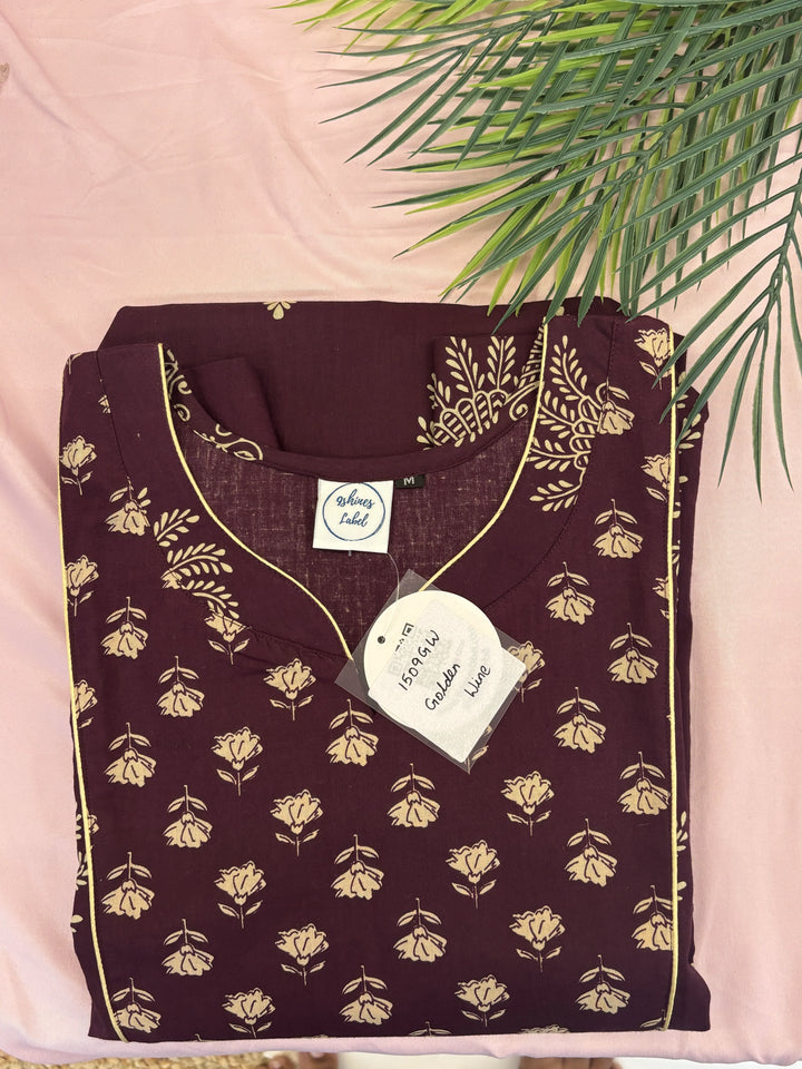 Pure Cotton Jaipuri Print A Line Nighty with Notch Neck