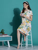 Gloss Malai Ivory Citrus Nighty for Women in Aesthetic Tropical Print