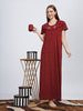 Royal Maroon Feeding Nighty with Embroidery Detail