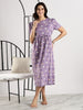 Lavender Cotton Maternity Nighty for Women Feeding Friendly