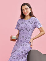 Elegant Lavender Cotton Plus Size Short Nighty for Cozy Nights