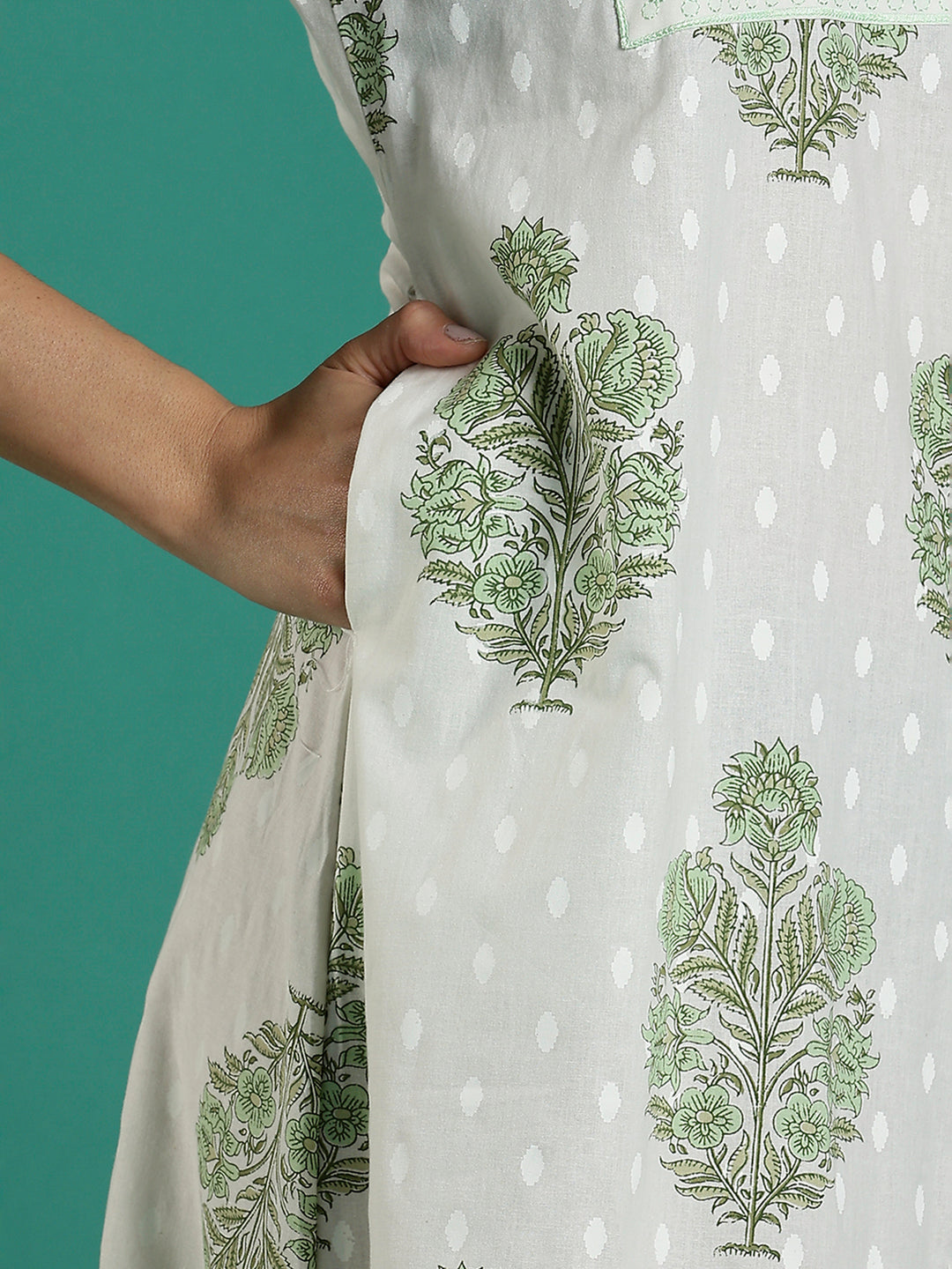 Leaf Print Breathable and Stylish Pure Cotton Nighty