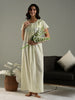 Lemon Zest Pure Cotton Chikankari Nighty with Lace Trim and Pocket