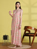 Rayon Sleeveless Nighty in Light Pink with Floral Print
