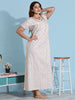 Light Yellow Pleated Cotton Nightdress for Women