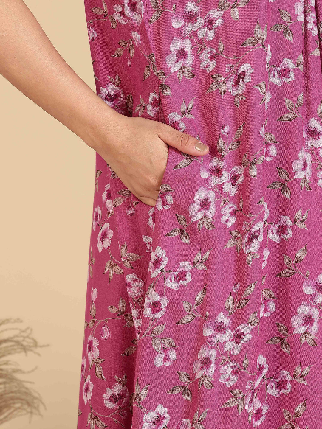 Floral Print Magenta Alpine Nighty For Women