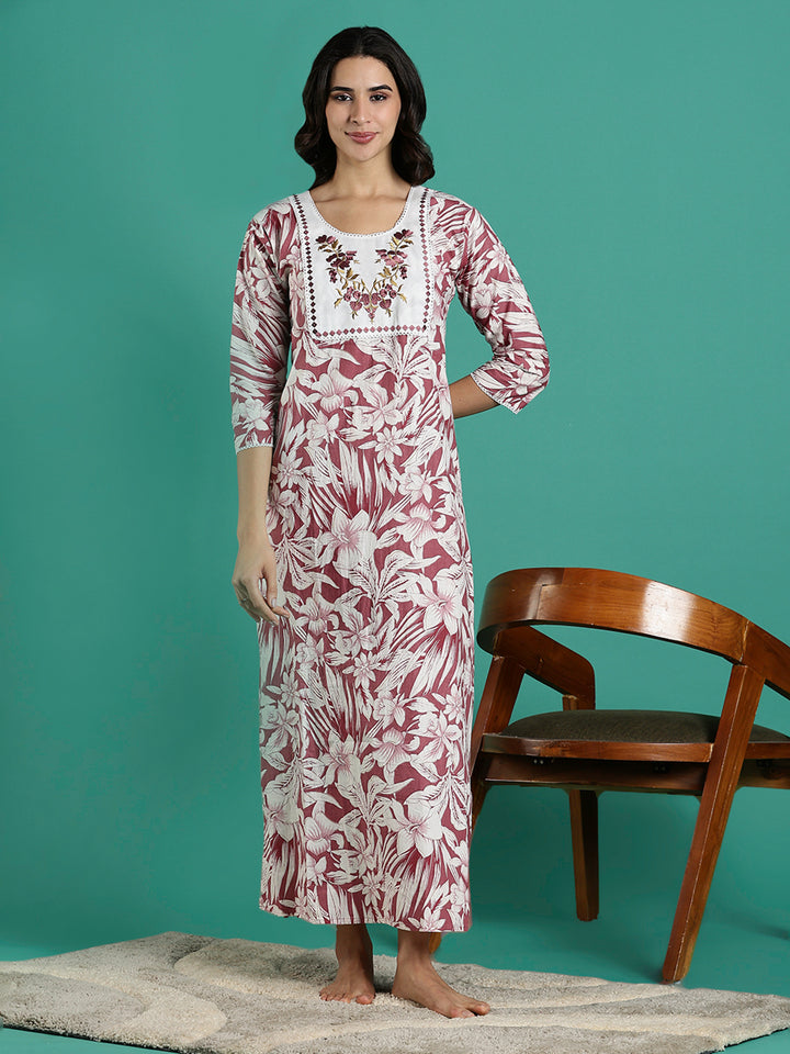 Magenta Cotton Night dress